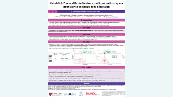 Faisabilité d'un modèle de décision « médico-éco-climatique » pour la prise en charge de la dépression